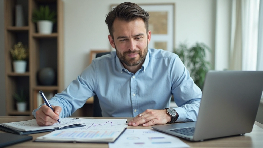 Профессионал планирует карьерный путь с помощью заметок и графиков