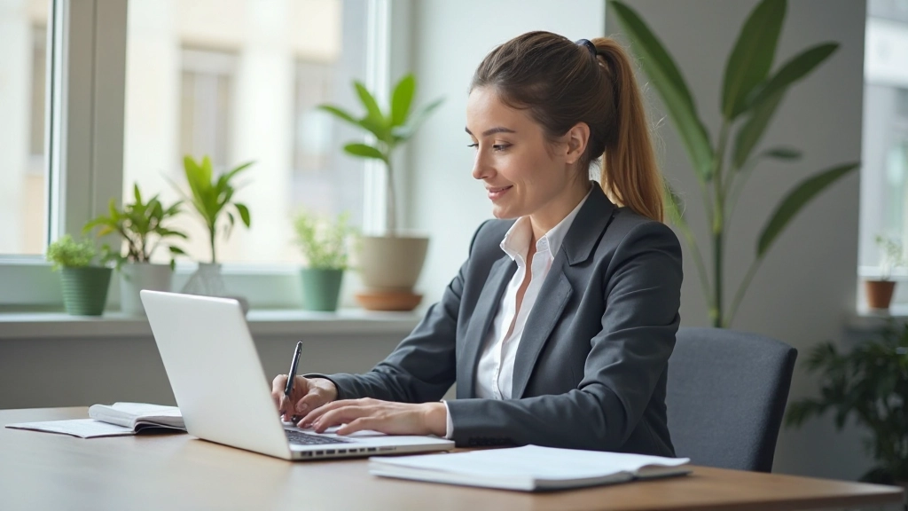 Профессиональный кабинет для подготовки к экзаменам с ноутбуком и учебными материалами