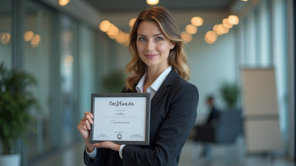 Professional with certificate of achievement displaying career success